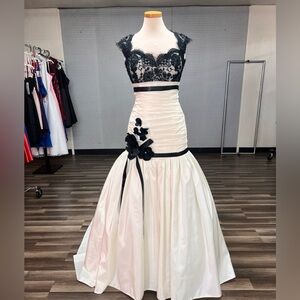 Venus Bridal Black and White Wedding Dress